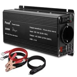 Инвертор 12V-220 FOVAL 2200W преобразователь напряжения 12V-220V Чистая Синусоида 2200Вт